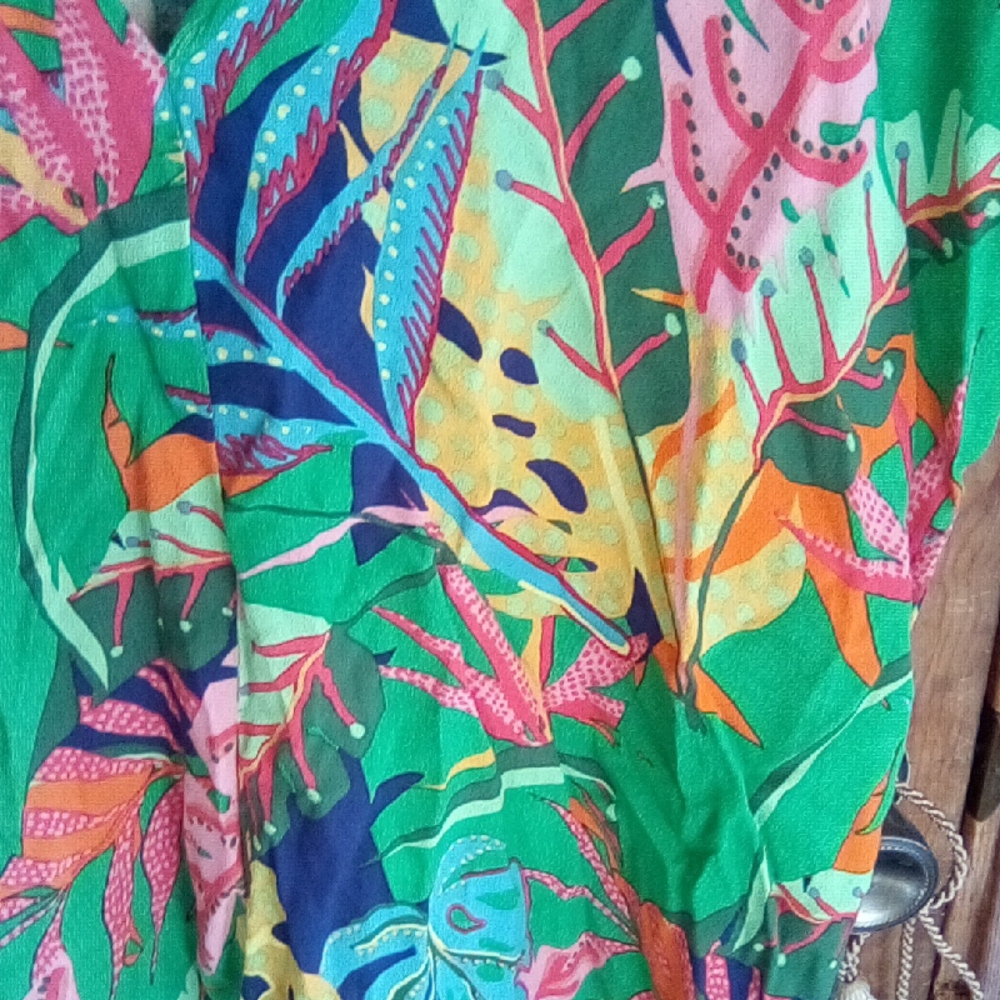 Karlie Green Multicolor Tropical Print Blouse - Picture 5 of 10